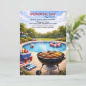 Memorial Day Zwembadfeest | Zomerfeest Kaart (Staand voorkant)