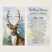 Memorial Deer Hunter Woodland Funeral Prayer Kaart (Voorkant /achterkant)