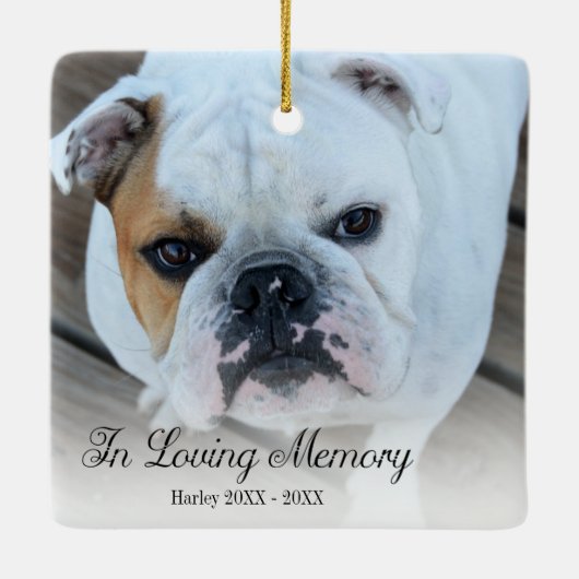 Memorial Dog Photo in Loing Memory Kerstmis Keramisch Ornament (Achterkant)