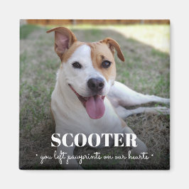 Memorial Dog Photo Pawprints on Our Hearts Magneet