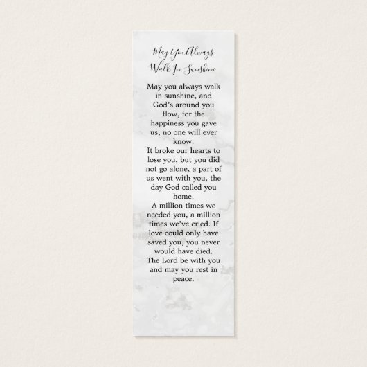 Memorial Elegant 3 Foto Funeral Prayer Bladwijzer Mini Visitekaartjes (Achterkant)