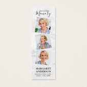 Memorial Elegant 3 Foto Funeral Prayer Bladwijzer Mini Visitekaartjes (Voorkant)