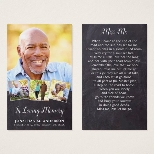 Memorial Elegant 4 Afbeelding Begrafenisgebed Kaar Visitekaartje (Voorkant /achterkant)