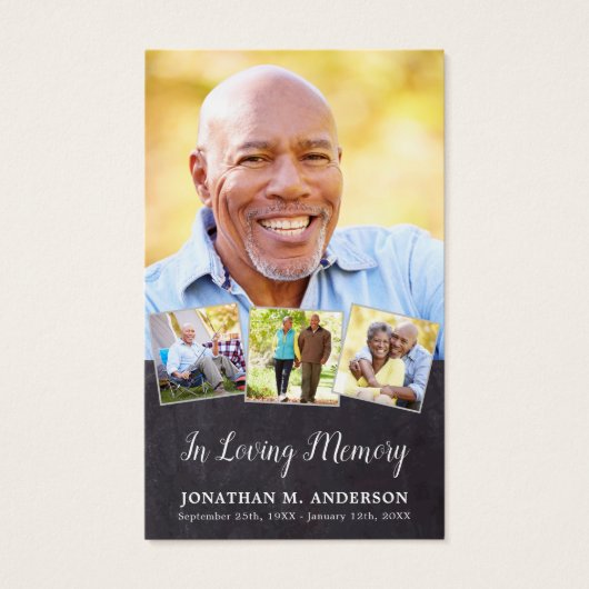 Memorial Elegant 4 Afbeelding Begrafenisgebed Kaar Visitekaartje (Voorkant)