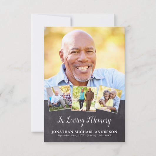 Memorial Elegant 4 Foto Collage Sympathie Funeral Bedankkaart (Voorkant)