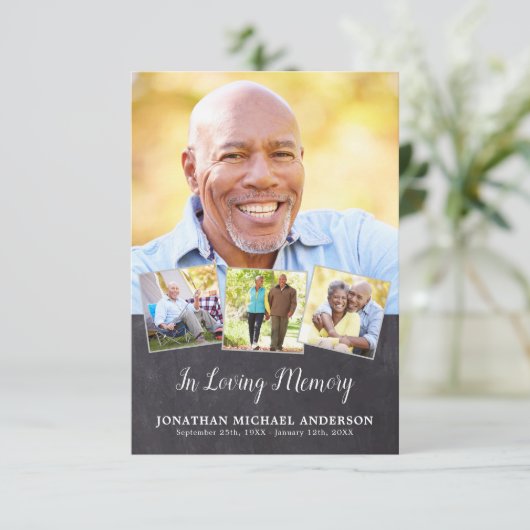 Memorial Elegant 4 Foto Collage Sympathie Funeral Bedankkaart (Staand voorkant)
