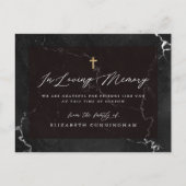 Memorial Elegant Black and White Marble Faux Cross Briefkaart (Voorkant)