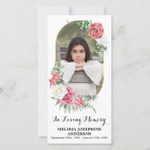 Memorial Elegant Floral Foto Prayer Bladwijzer Kaa (Voorkant)