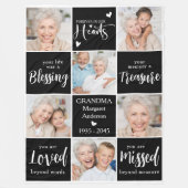 Memorial Elegant gepersonaliseerd gedicht 6 fotoco Fleece Deken (Voorkant)