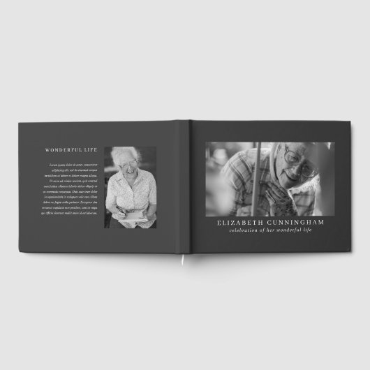 Memorial Elegant Modern Simple Custom Two Photo Gastenboek (Volledig)
