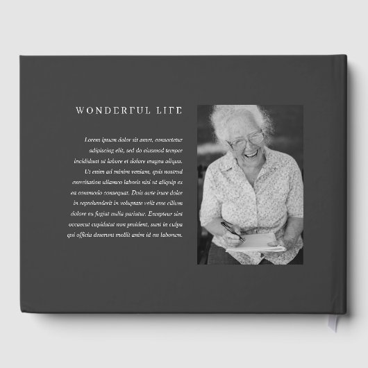 Memorial Elegant Modern Simple Custom Two Photo Gastenboek (Achterkant)