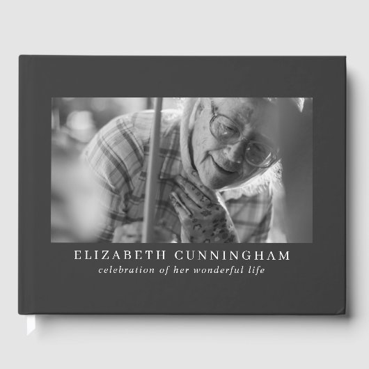 Memorial Elegant Modern Simple Custom Two Photo Gastenboek (Voorkant)