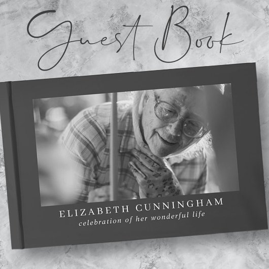 Memorial Elegant Modern Simple Custom Two Photo Gastenboek