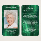 Memorial Emerald Green Foto Funeral Prayer Kaart (Voorkant /achterkant)