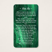 Memorial Emerald Green Foto Funeral Prayer Kaart (Achterkant)