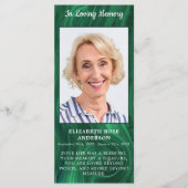 Memorial Emerald Green Funeral Prayer Kaart Foto (Voorkant)