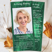 Memorial Emerald Green Funeral Prayer Kaart Foto