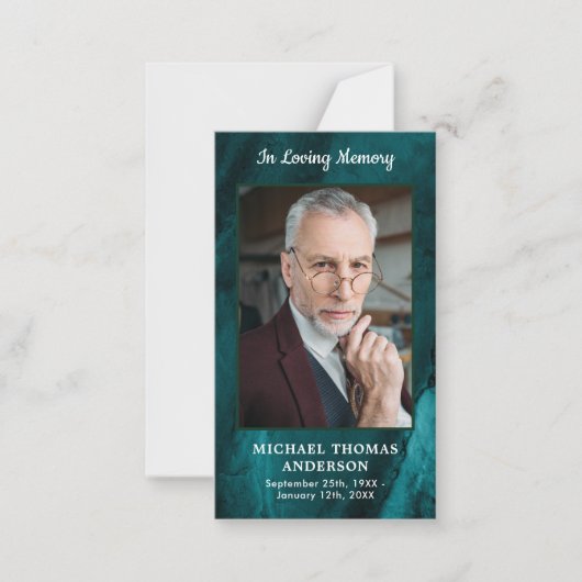 Memorial Emerald Green Marble Funeral Bedankt Notitiekaartje (Voorkant)
