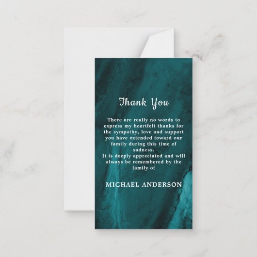 Memorial Emerald Green Marble Funeral Bedankt Notitiekaartje (Achterkant)