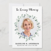 Memorial Eucalyptus Fotosympathie begrafenis Bedankkaart (Voorkant)