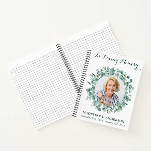Memorial Eucalyptus Greenery Funeral Guest Book Notitieboek (Binnen)
