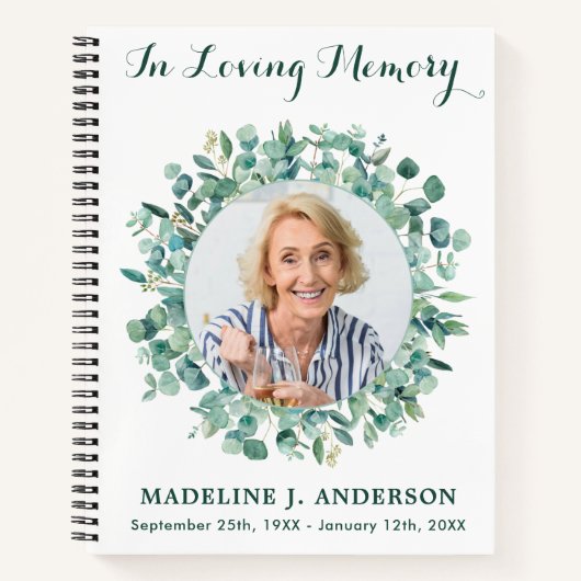 Memorial Eucalyptus Greenery Funeral Guest Book Notitieboek (Voorkant)