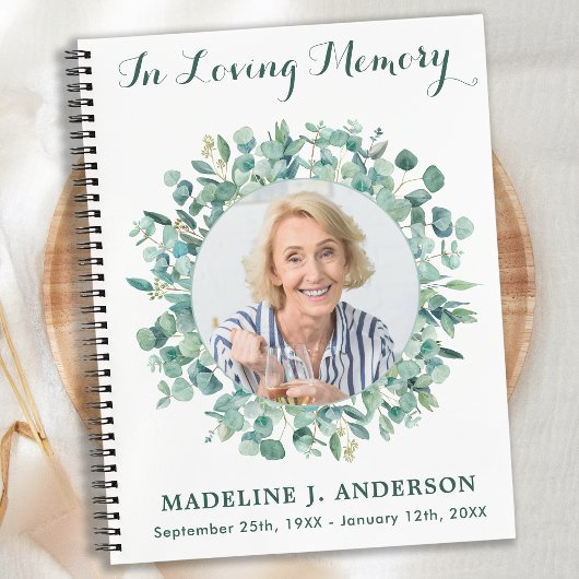 Memorial Eucalyptus Greenery Funeral Guest Book Notitieboek