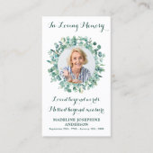Memorial Eucalyptus Greenery Funeral Prayer Kaart Contactkaartje (Voorkant)