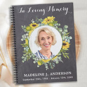 Memorial Eucalyptus Sunflower Funeral Guestbook Notitieboek