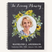 Memorial Eucalyptus Sunflower Funeral Guestbook Notitieboek (Voorkant)