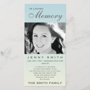 Memorial Family Acknowlegement Pastel Blue Ombré Bedankkaart