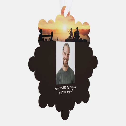 Memorial Father Son Fishing Fisherman Ornament Kaart (Rechts)