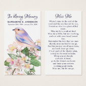 Memorial Floral Bird Funeral Prayer Kaart Poem (Voorkant /achterkant)