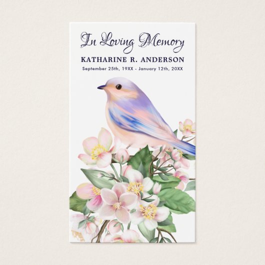 Memorial Floral Bird Funeral Prayer Kaart Poem (Voorkant)