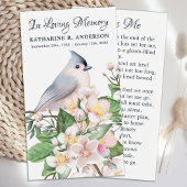 Memorial Floral Bird Poem Funeral Prayer Kaart