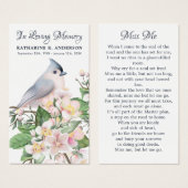 Memorial Floral Bird Poem Funeral Prayer Kaart (Voorkant /achterkant)