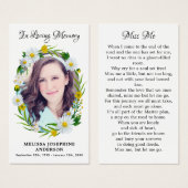 Memorial Floral Daisy Afbeelding Funeral Prayer Ka Visitekaartje (Voorkant /achterkant)