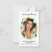 Memorial Floral Daisy Foto Funeral Bedankt Notitiekaartje (Voorkant)
