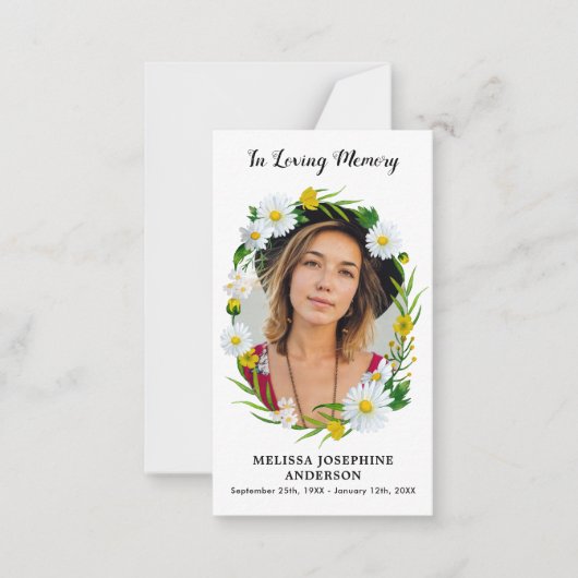 Memorial Floral Daisy Foto Funeral Bedankt Notitiekaartje (Voorkant)