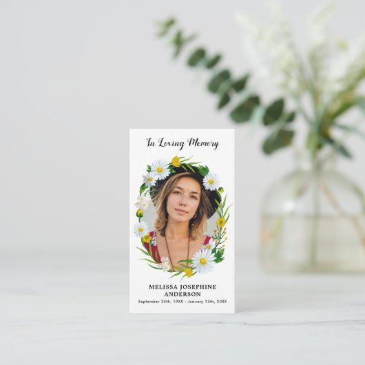 Memorial Floral Daisy Foto Funeral Bedankt Notitiekaartje (Staand voorkant)