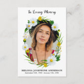 Memorial Floral Daisy Funeral Prayer Kaart Foto (Voorkant)