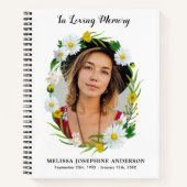 Memorial Floral Daisy Photo Funeral Guest Book Notitieboek (Voorkant)
