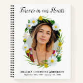 Memorial Floral Daisy Photo Funeral Guestbook Notitieboek (Voorkant)