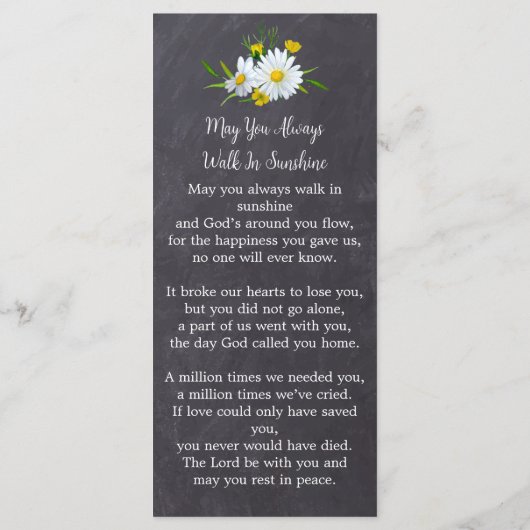 Memorial Floral Photo Funeral Prayer Bladwijzer Ka Menu (Achterkant)