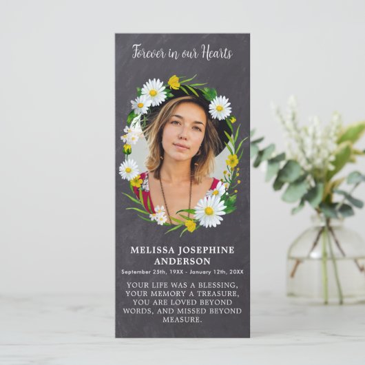 Memorial Floral Photo Funeral Prayer Bladwijzer Ka Menu (Staand voorkant)