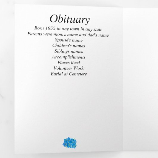 Memorial Floral Trifold Letter Fold aankondiging (Binnenzijde eerst)