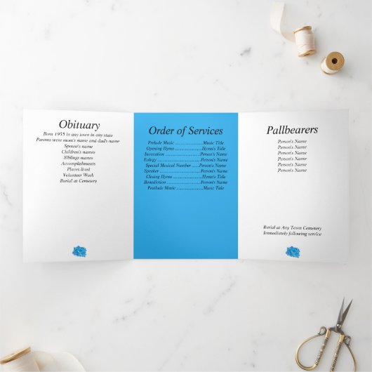 Memorial Floral Trifold Letter Fold aankondiging (Binnen)