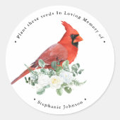 Memorial Flower Seeds Cardinal Funeral Favoriet Ronde Sticker (Voorkant)