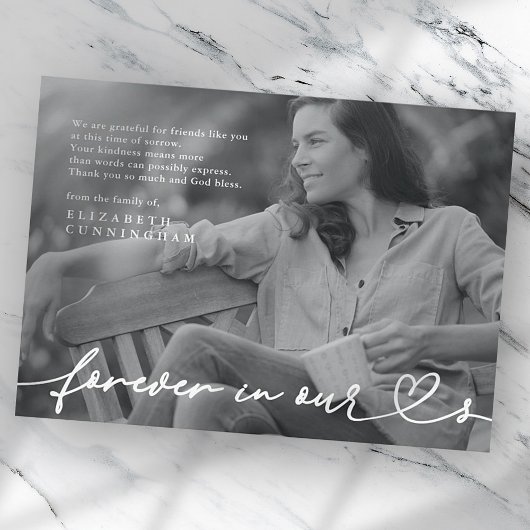 Memorial Forever hoort eenvoudige moderne foto Bedankkaart