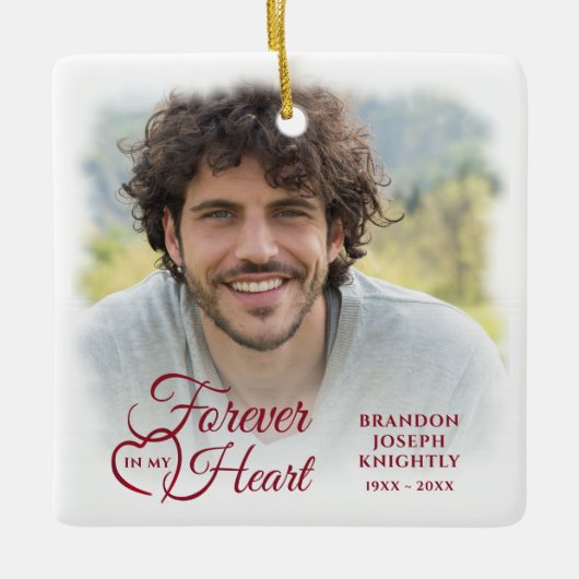 Memorial FOREVER IN MY HEART Photo Keepomwille Keramisch Ornament (Voorkant)